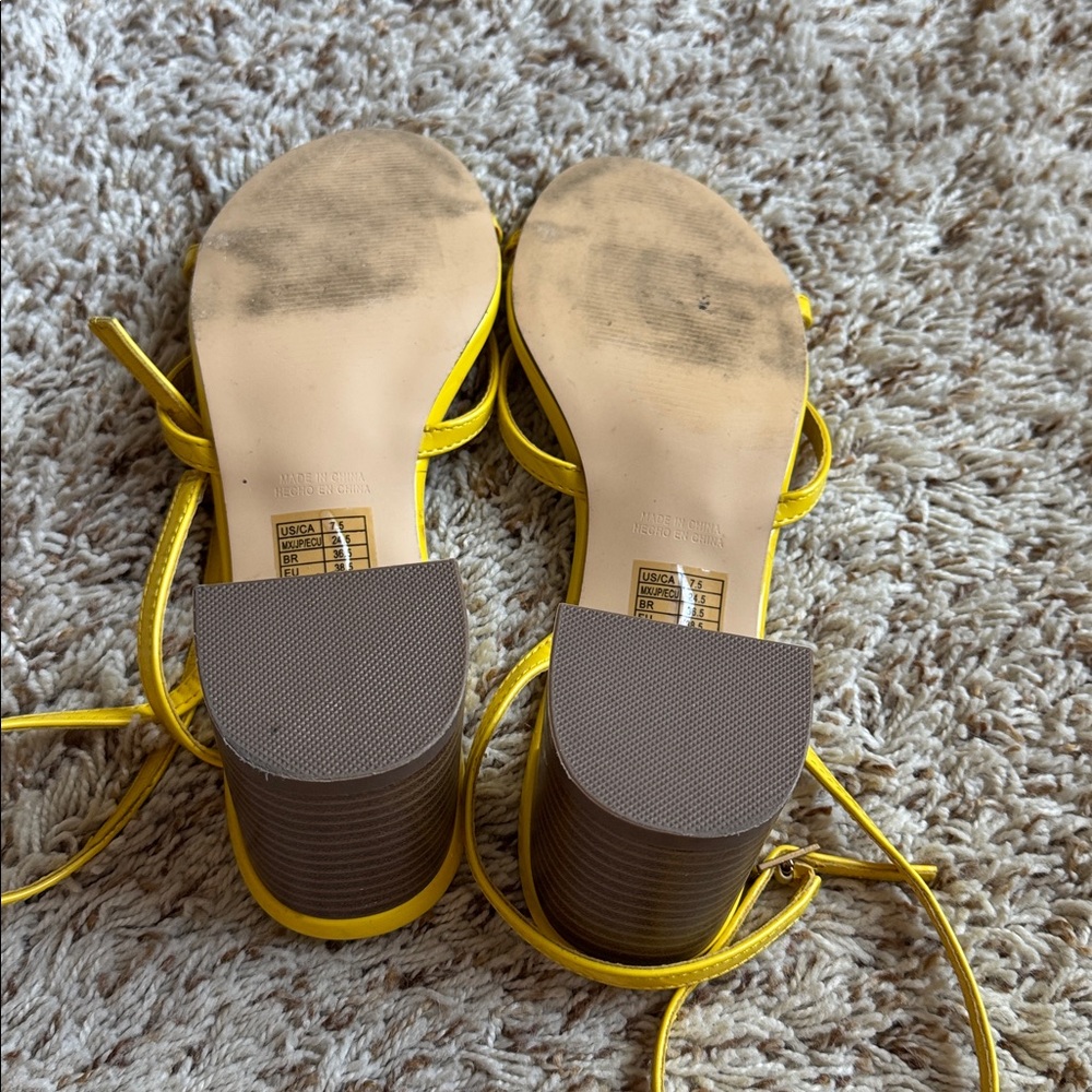 Forever 21 Vibrant Yellow Strappy Sandals - Picture 5 of 6